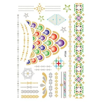 

waterproof body art painting watch tattoo stickers Metal gold silver temporary flash tattoo women necklace tattoos VT336