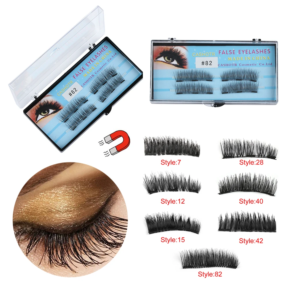 

Triple Magnetic Silk Fiber False Eyelashes Full Coverage Glue-free Handmade Natural Fake Eye Lashes Makeup Beauty Extension Tool
