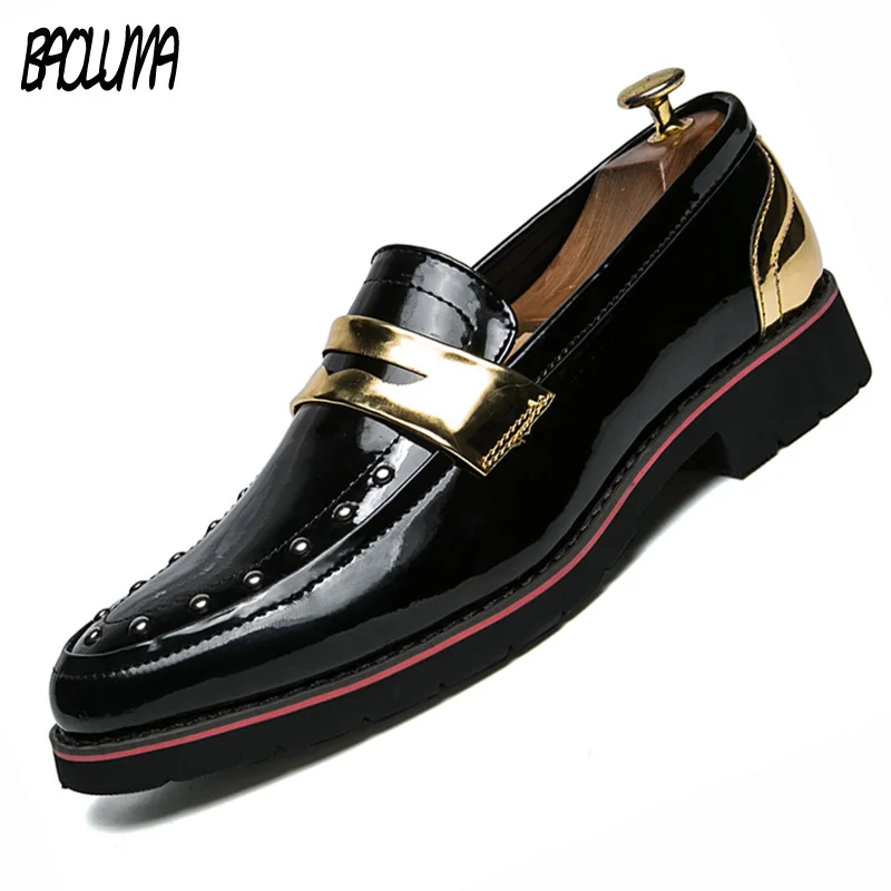 

Brands Autumn Men Leather Casual Shoes Slip-On Rhinestone Soft Loafers Shoes Men Rubber Driving Breathable Male Shoes zapatos