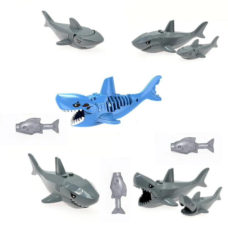 2pcs Zoo Model Building Blocks City Animal Model Shark Figure Accessories MOC Educational Bricks Toys LegoINGlys Blocks toys