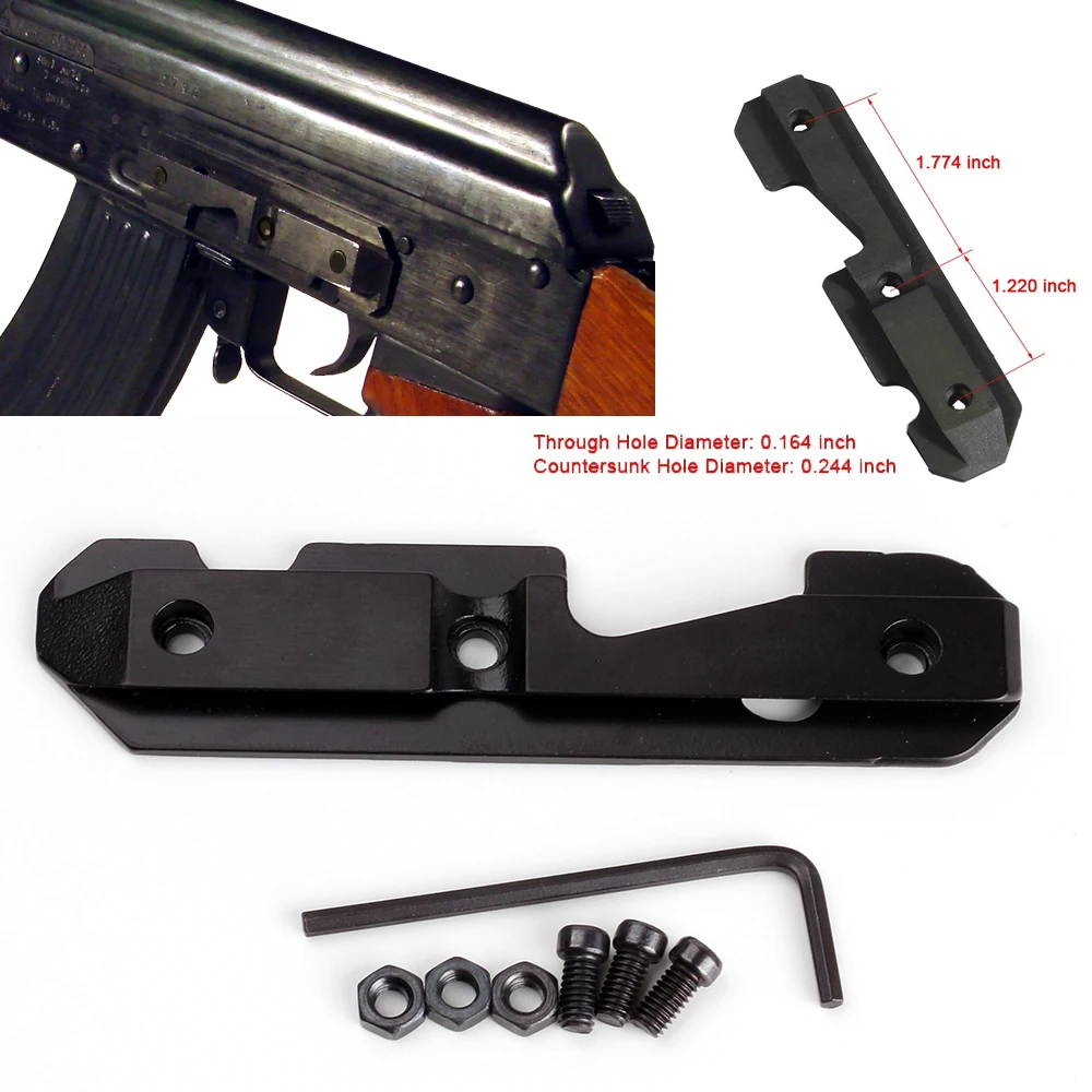

Ohhunt Hunting AK47 Steel Dovetail Side Plate Rail Scope Mount Fits Stamped or Milled Receiver wiht Hex Screw and Hex Nut