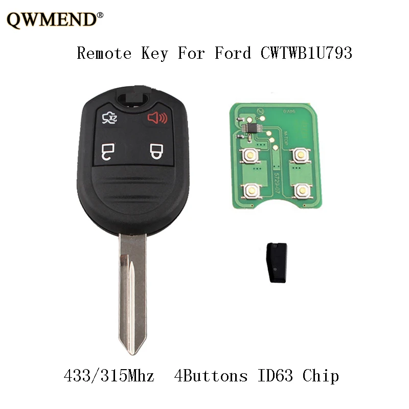 QWMEND 4Buttons 315/433Mhz Remote Key For Ford EDGE ESCAPE EXPEDITION EXPLORER FLEX FUSION MUSTAN TAURUS Mazda Tribute | Автомобили и