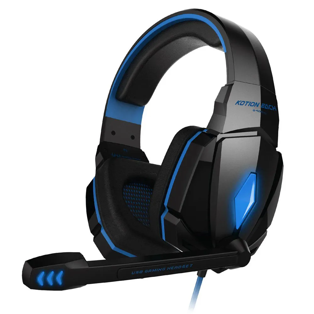 Каждая G4000 Pro игровая гарнитура наушники с микрофоном светодиодный светильник стерео объемная повязка Fone De Ouvido для компьютера PC Gamer - Цвет: Синий
