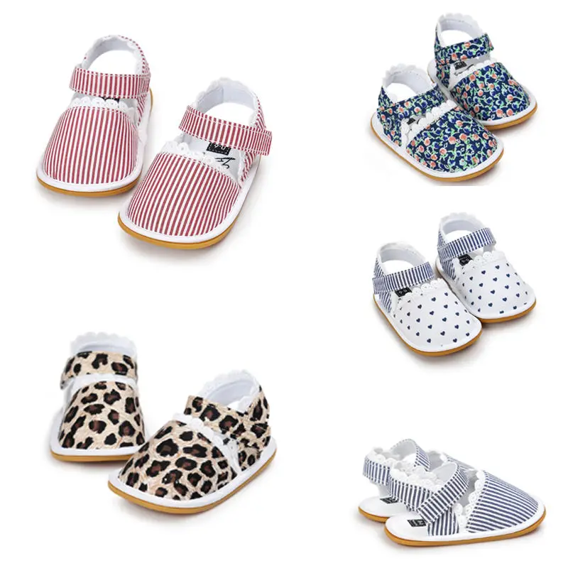 New Summer Newborn Baby Boy Girl Sandals Soft Sole Crib Shoes Sneaker Prewalker Floral Baby Shoes