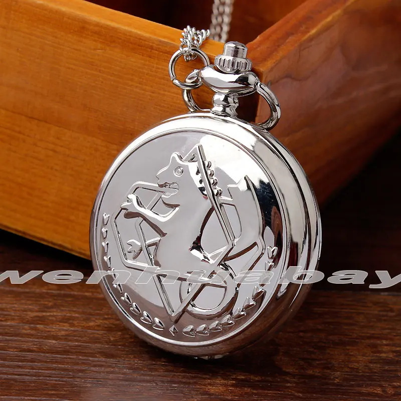 Винтажный аниме Fullmetal Alchemist косплей карманные кварцевые часы Edward Elric ожерелье