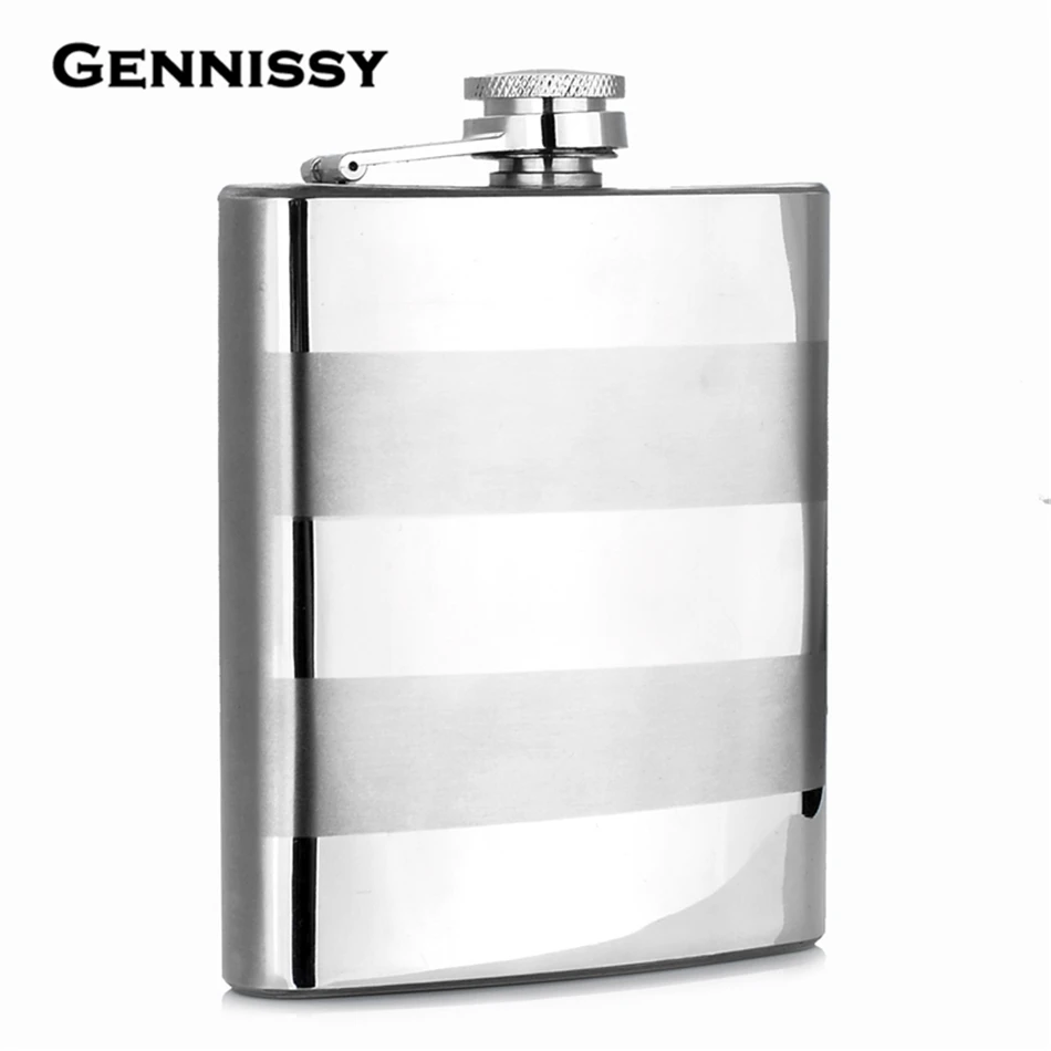 GENNISSY 7oz Portable Pocket Hip Flask Men for Liquor Outdoor Travel