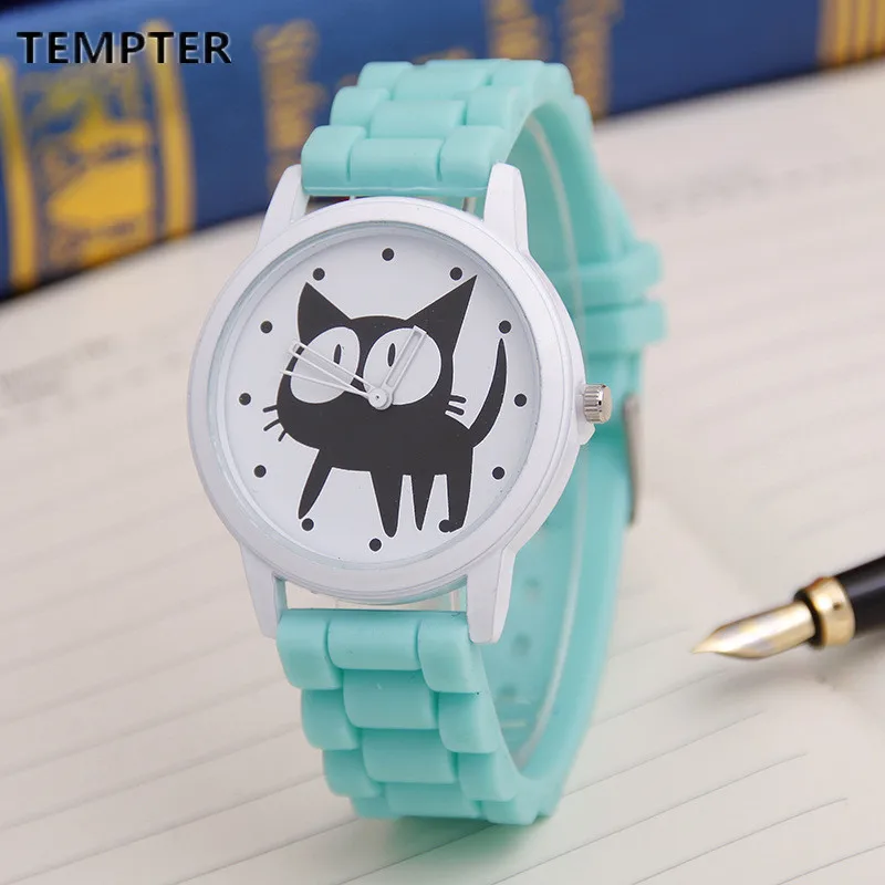 

Cute Cat Cartoon Quartz Watch Women Silicone Watches Cat Pattern Watch Women Wristwatches Clock Relogio Feminino Women Watches