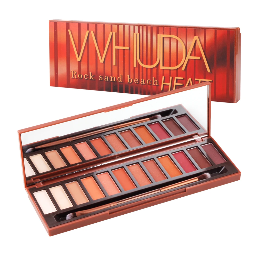 

VVHUDA Make Up Eyeshadow Palette Matte Cosmetics Nude 12 Color Pigmented Makeup Professional Glitter Shadow Rock Sand Beach Heat