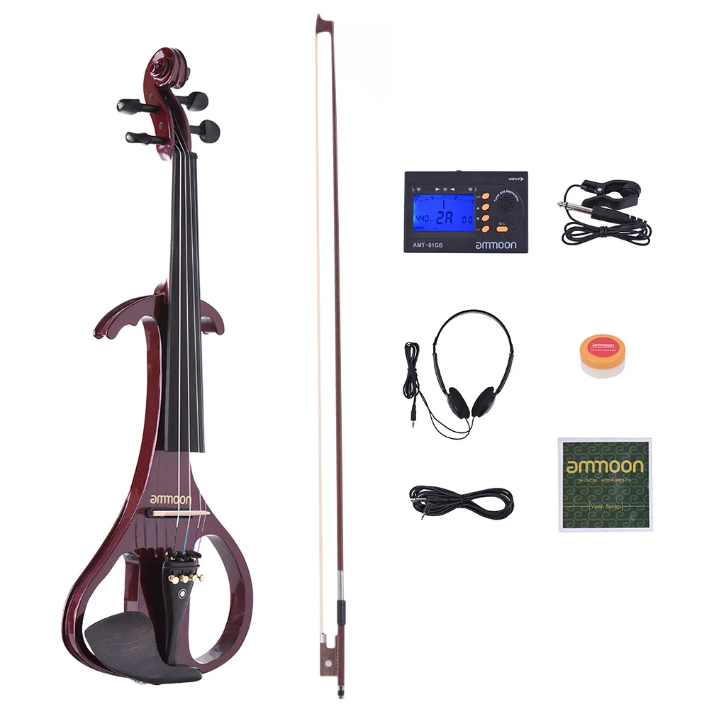 ammoon Full Size 4/4 Violin Electric Fiddle Maple Body Ebony