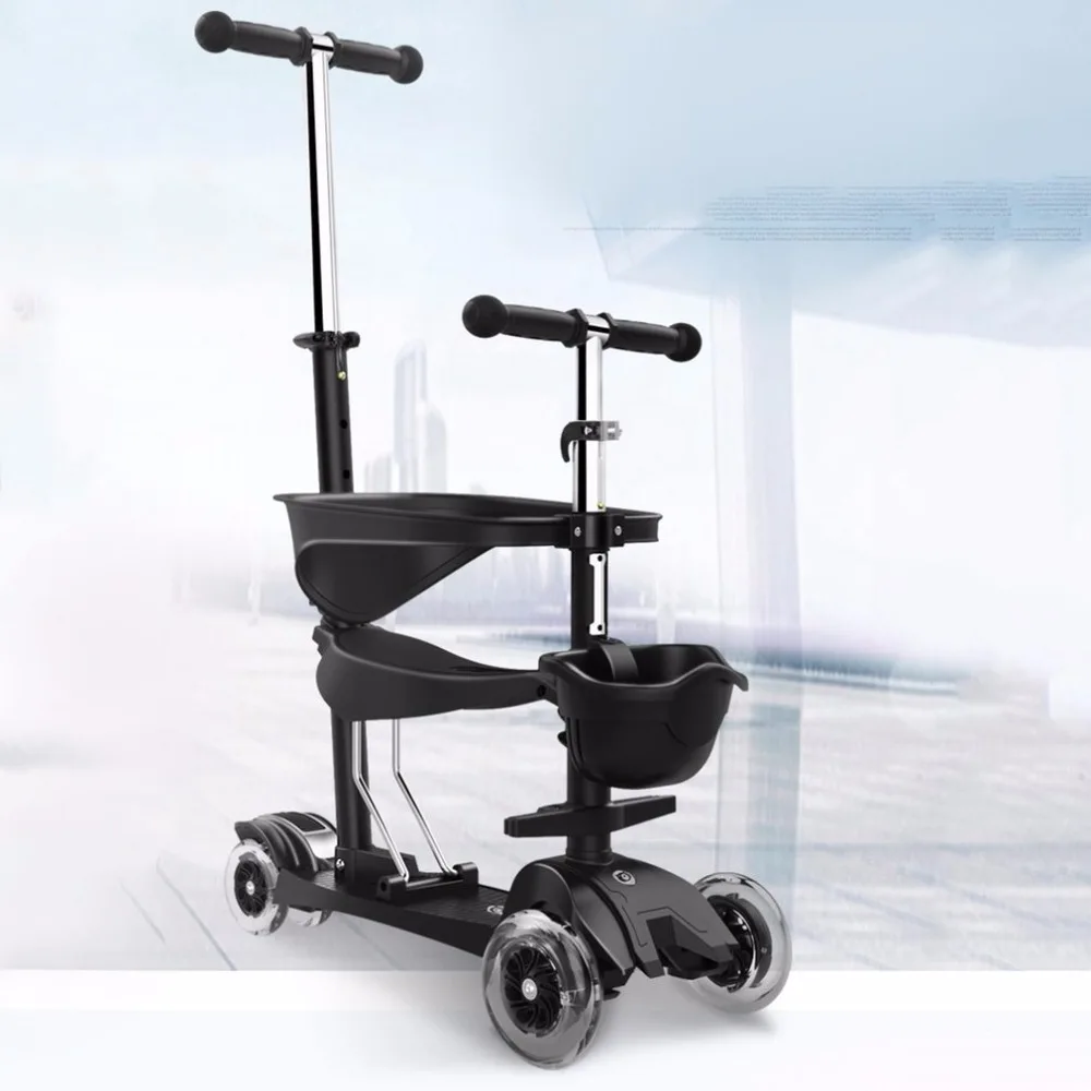 

Kid's Bicycle Children Scooter 3 in 1 Kids Walkers Skateboard Kick Full Guardrail With Adjustable T-bar Handle Baby Walker Bike