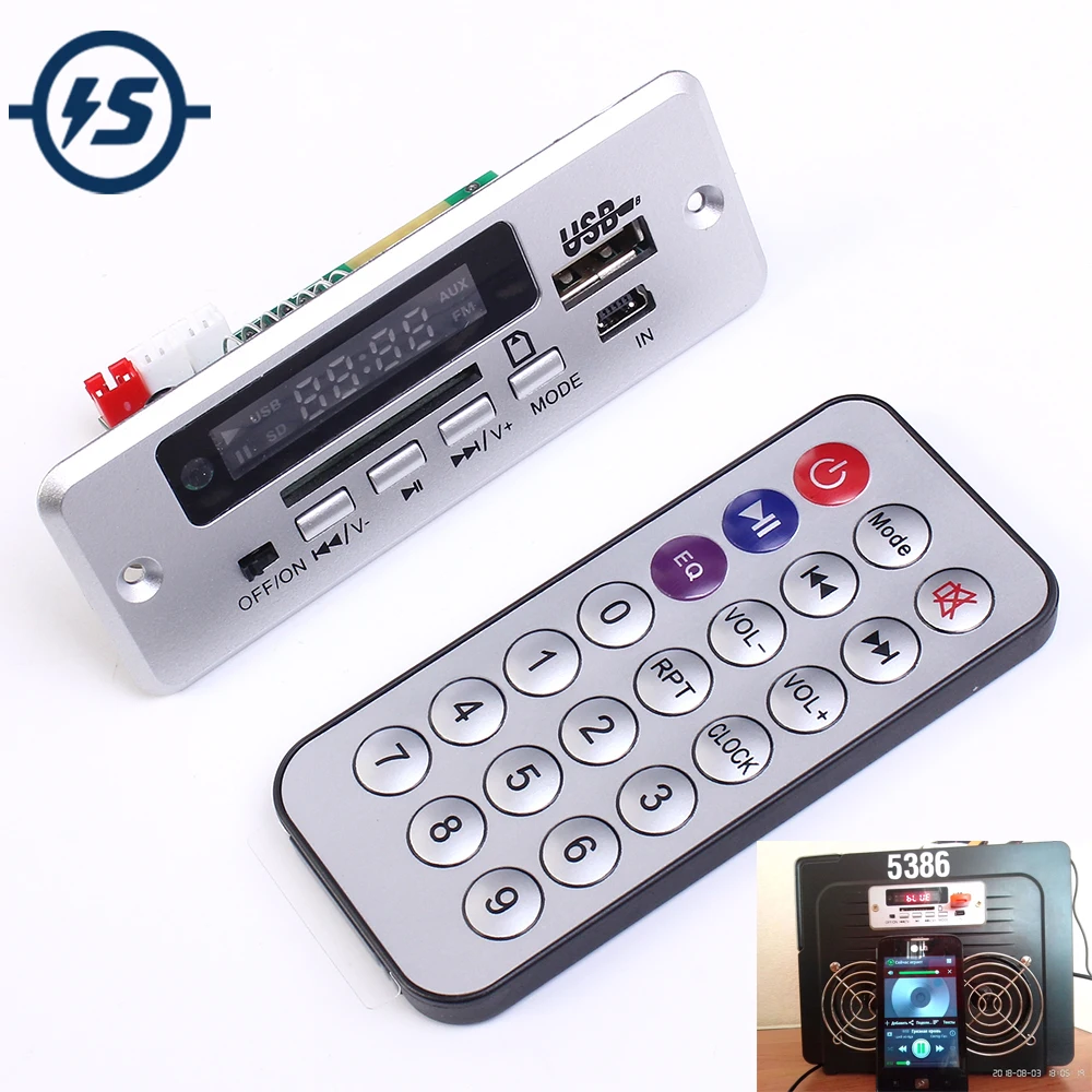 

Mini 5V MP3 Decoder Board Bluetooth Call Decoding Module MP3 WAV U-Disk & TF Card USB With 2*3W Amplifier Remote Controller