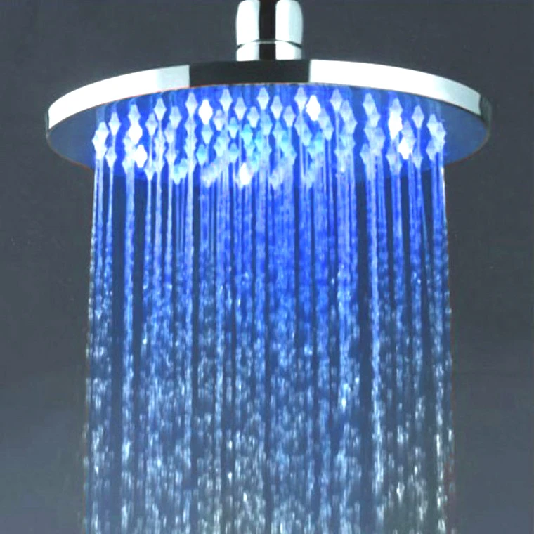 X15230 Luxury Brass 8 Inch Round Rainfall Shower Head with LED Lightin