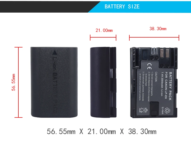 2 шт полностью декодированный аккумулятор 2000 мАч LP-E6 LP E6 LPE6 для камеры Canon 5D Mark II III 7D 60D EOS 6D, аксессуары для canon