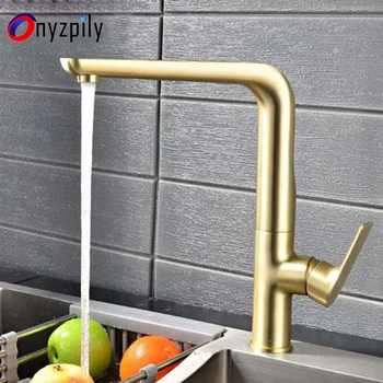 

Copper cold and hot water black kitchen faucet brushed gold dish basin white sink faucet