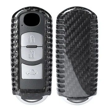 

Carbon Fiber 3Buttons Key Fob Case Covers Replacement For Mazda 3 6 CX-7 MX-5