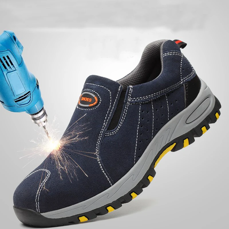 

Steel Toe Safety Work Shoes Men 2019 Summer Breathable Slip On Men Shoes Anti-smashing Piercing Work Safety Boot Outdoor Sbeaker