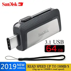 SanDisk USB флеш-накопитель 256 ГБ 128 Гб 64 г 32 Гб 16 Гб Dual портативный флэш-накопитель SDDD2 type-C новейший U диск USB 3,1 Флешка для телефона или ПК