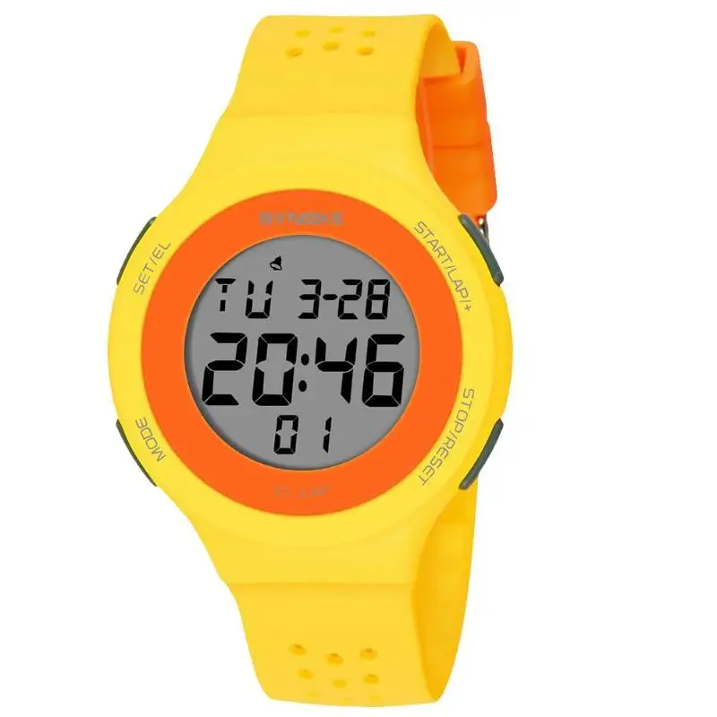 Спортивные часы унисекс. Часы SYNOKE 9023. Желтые спортивные часы. Ультратонкие электронные часы. Электронные часы наручные желтые.