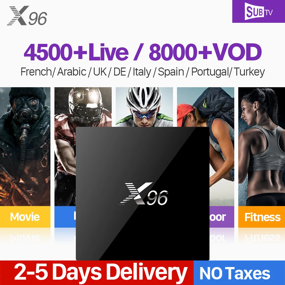 

X96 IPTV France Box Android With SUBTV IPTV 1 Year Subscription France Arabic Belgium Portugal Turkey Canada IPTV