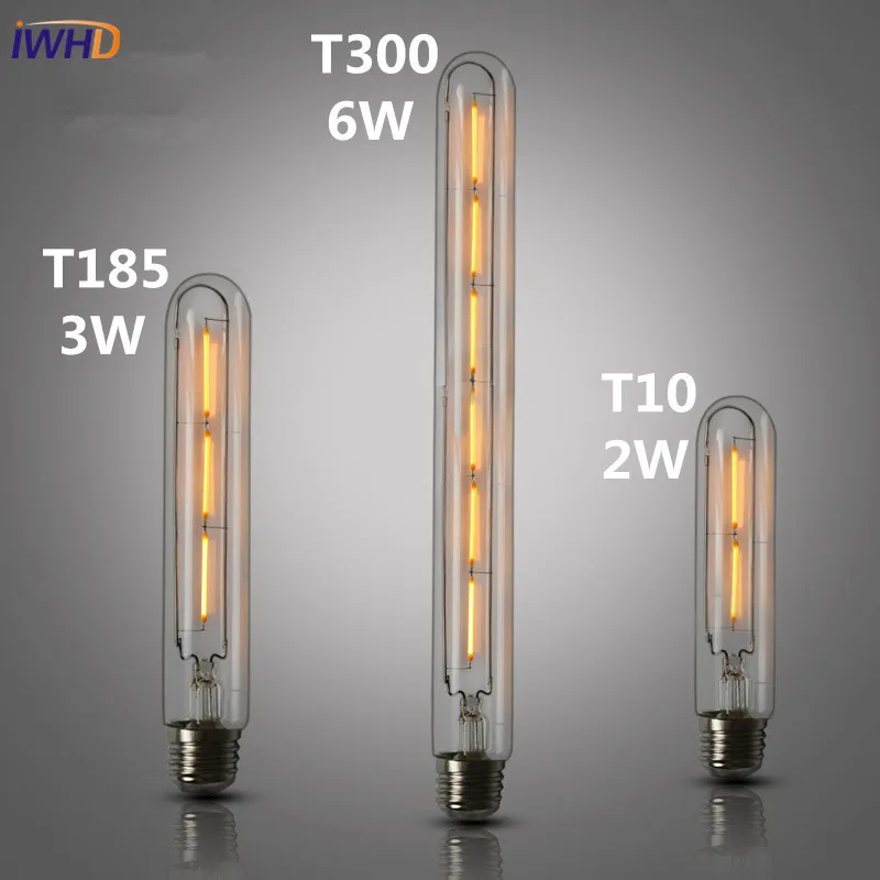 

IWHD Test Tube LED Edison Bulb Light Vintage Retro Lamp Bulb Ampoules Decoratives E27 220V T10/T185/T225/T30 2W/3W/4W/6W