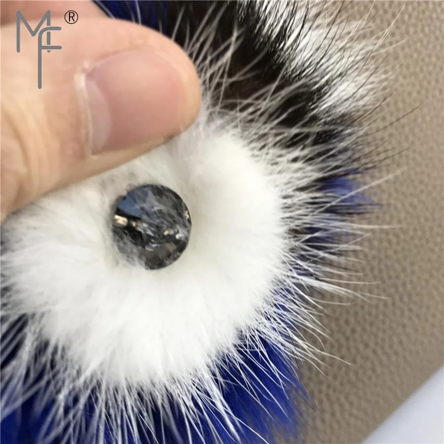 Magicfur синий натуральным лисьим мехом норки Pom мяч Сова кукла Мода Брелок Сумочка