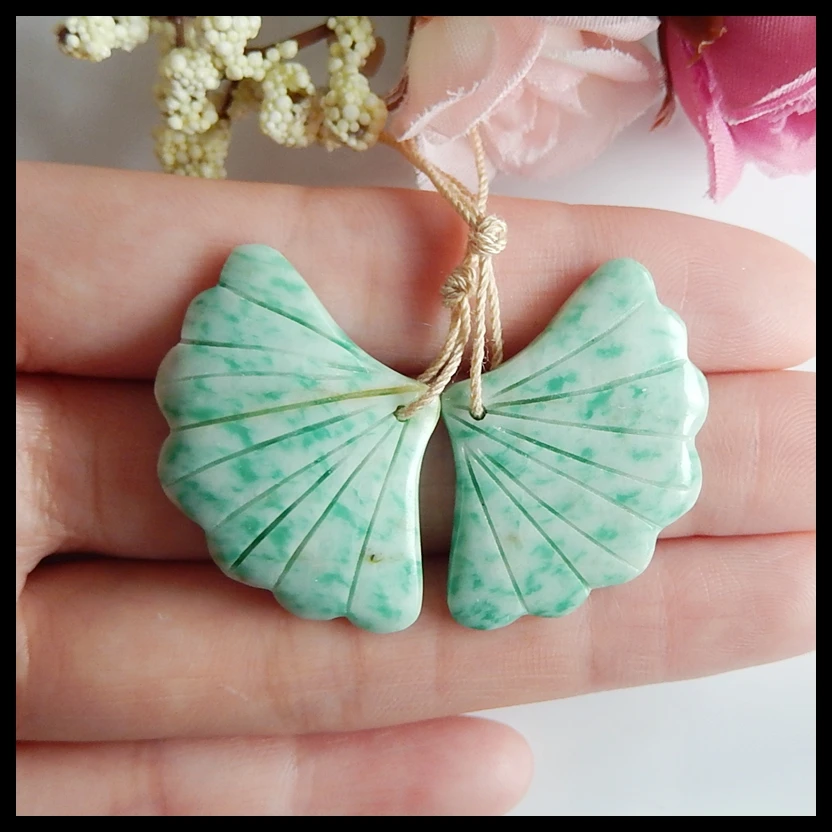 

Nugget Turquoise Carved leaves Semi-precious stones, Jewelry accessories Earrings Beads,34x22x3mm,8.4g