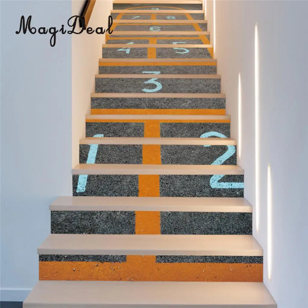13Pcs 3D DIY Tile Stairs Stickers Removable Waterproof Wallpaper Stickers Self-adhesive Stair Riser for Stairway or Home Decor