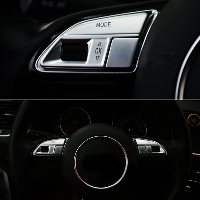 6pcs Chrome ABS Steering Wheel Buttons Sequins Cover Trim For Audi A5