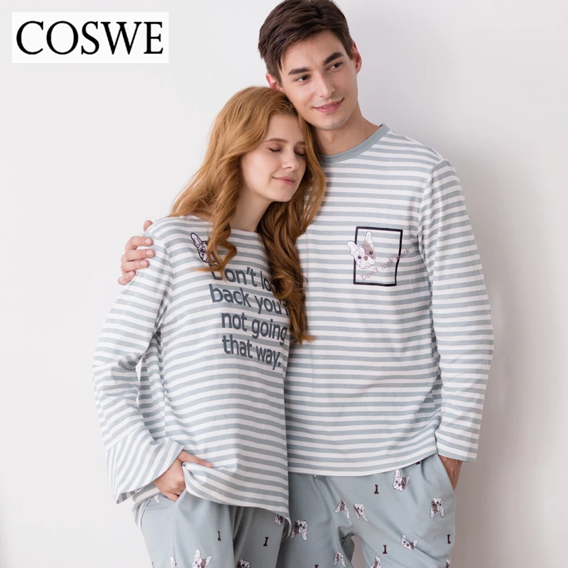 Coswe Новый Для женщин 100% хлопковые пижамы Наборы для ухода за кожей осень Пижамный