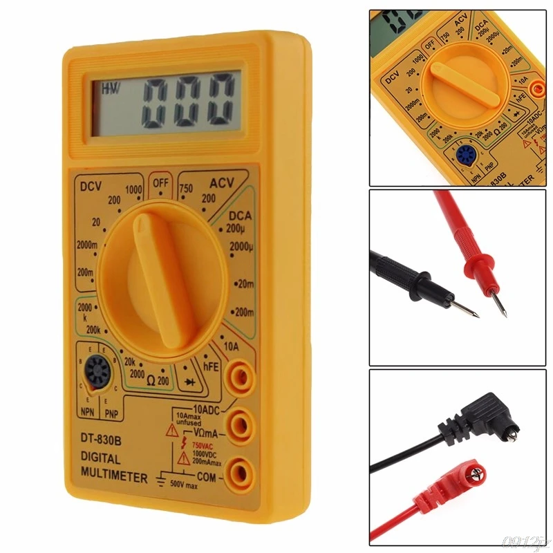 

LCD Digital Voltmeter Ohmmeter Ammeter Multimeter Handheld Tester AC DC Amp Volt Ohm Tester Yellow