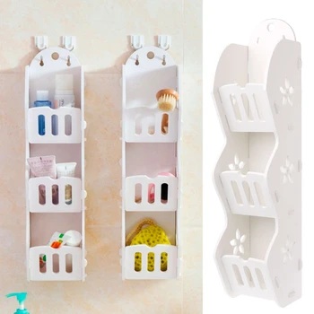

New White Wall Hanging Shelf Convenient Makeup Storage Rack Cleaning Tools Holder JUN21-C