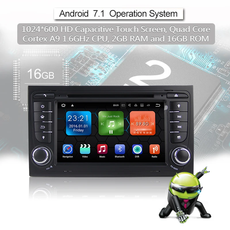 Excellent Android 7.1.2 System Car DVD Player for AUDI A4 SEAT EXEO S4 RS4 8E 8F B9 B7 RNS-E with GPS Navigation Car Multimedia Player 0