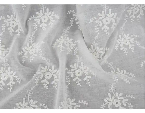 Free Shipping Cotton Embroidered Fabric White Flower Vine Free Shipping Cotton Embroidered Fabric White Flower Vine Hollow Embroidery Diy T Shirt Skirt Clothes In From Home Garden On