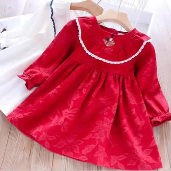 

girls lace dresses 2019 fall kids embroidery dress cotton girls Long sleeve dresses fashion sweet children party dress