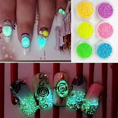 8pcs Women Fashion Glitter Luminous Nail Art Stickers Tips Manicure