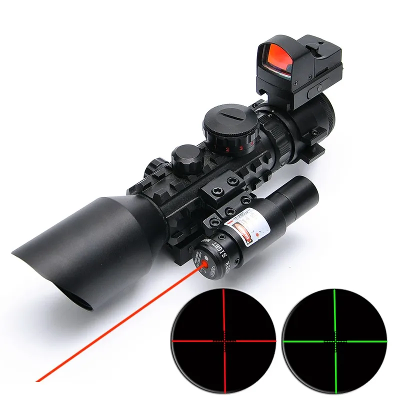 

SPIKE 3-10x42 optic tactical rifle scopes with red laser sight and reflex sight for hunting air soft gun