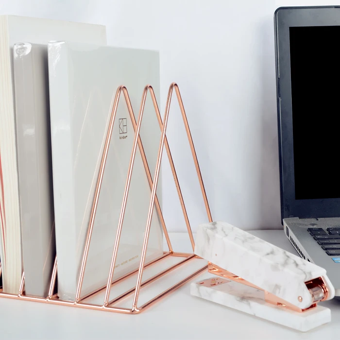 Rose Gold Electroplated Bookend Desk Organizer