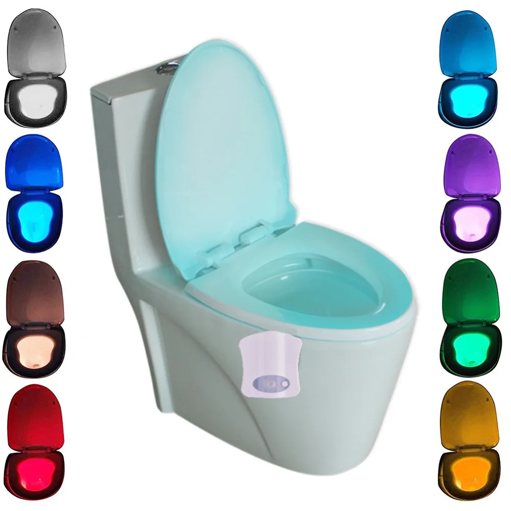 8 Colors LED Light Bathroom Motion Sensor Toilet Seat Night light Smart Sensor On Off Seat Backlight PIR Sensor WC Toilet Light