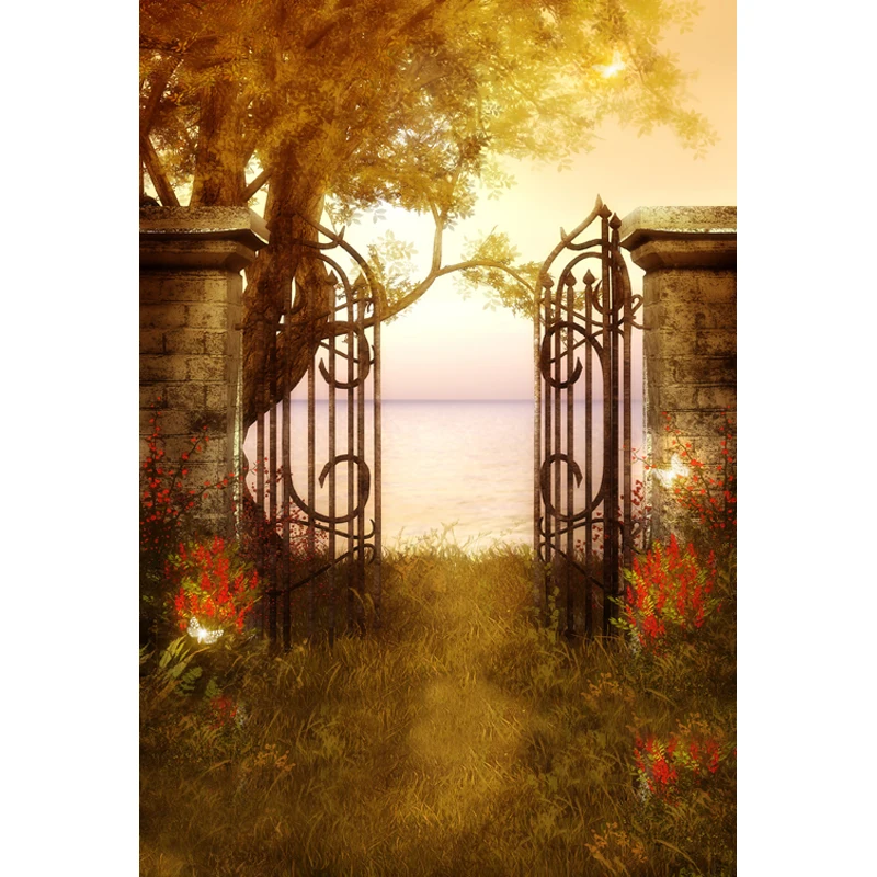 5x7ft Halloween Garden Fence River Gate Washable One Piece Winkle