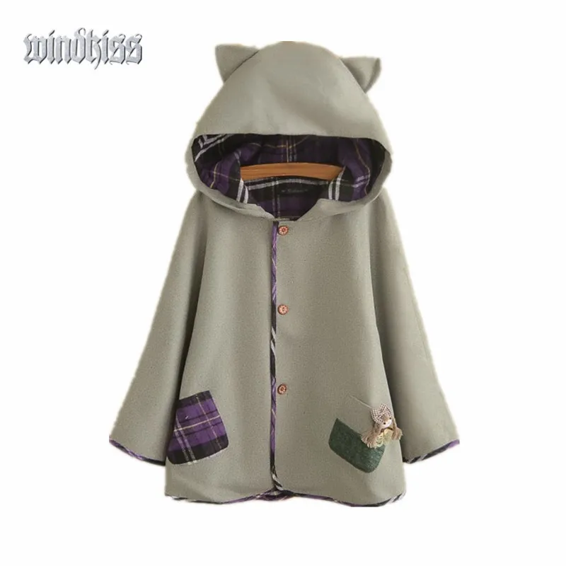 Buy 2017 cute cat ears plush ball cat jacket women