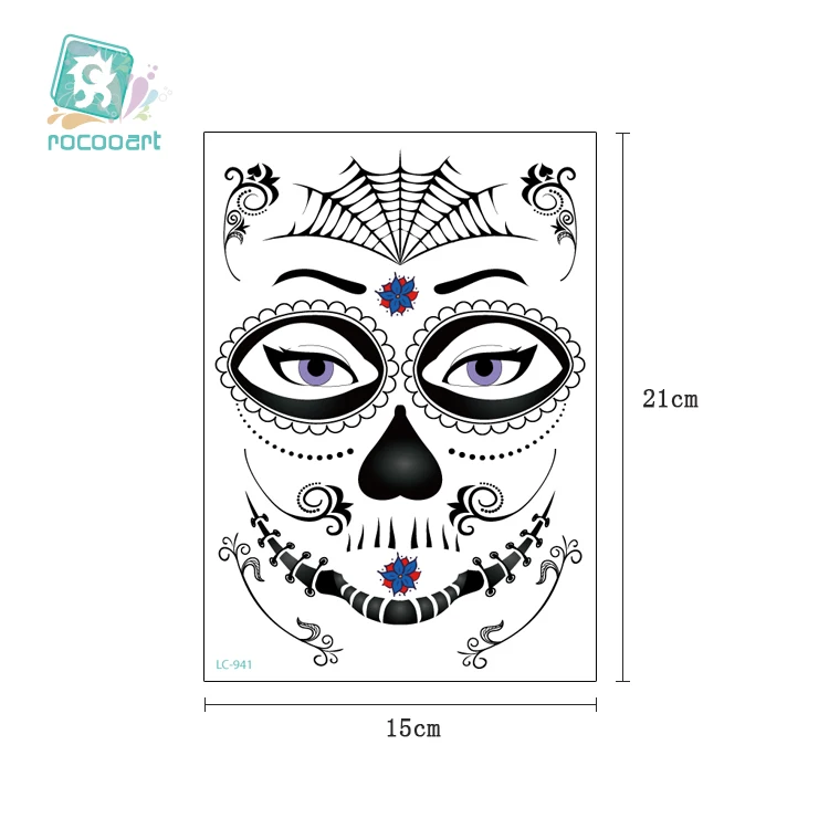 Rocooart Хэллоуин лицо тату Trick Taty макияж Вечеринка стикер для детей Treat Tatuajes