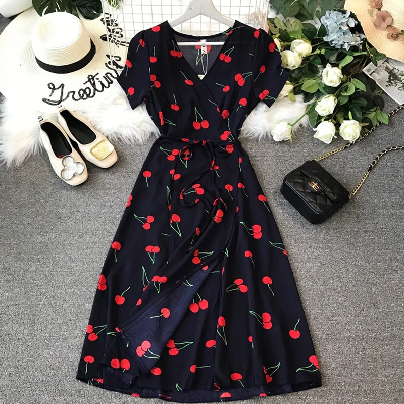 

Pius Sizer Women Dress Summer Sexy Fashion Women Long Dress Chiffon Short Sleeve Elegant Casual Party Printing Dresses Vestidos