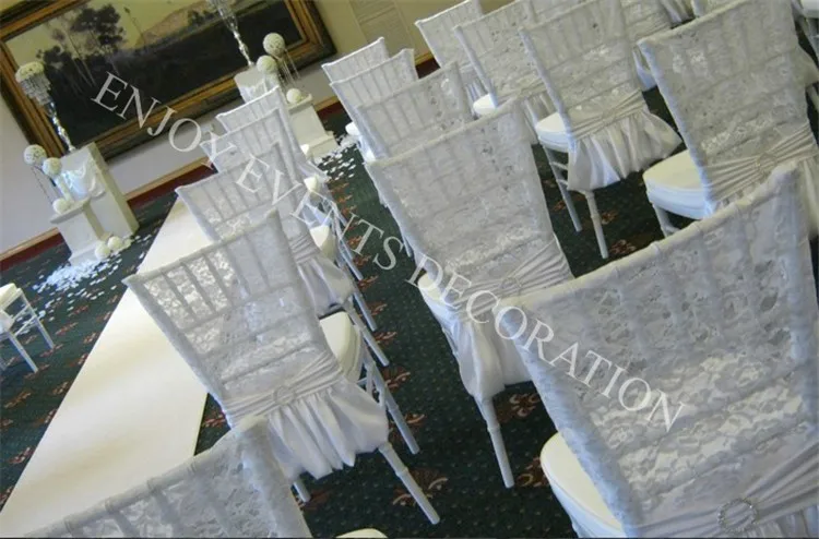 YHC#117 lace back cover satin skirt polyester banquet wedding chiavari chair cover