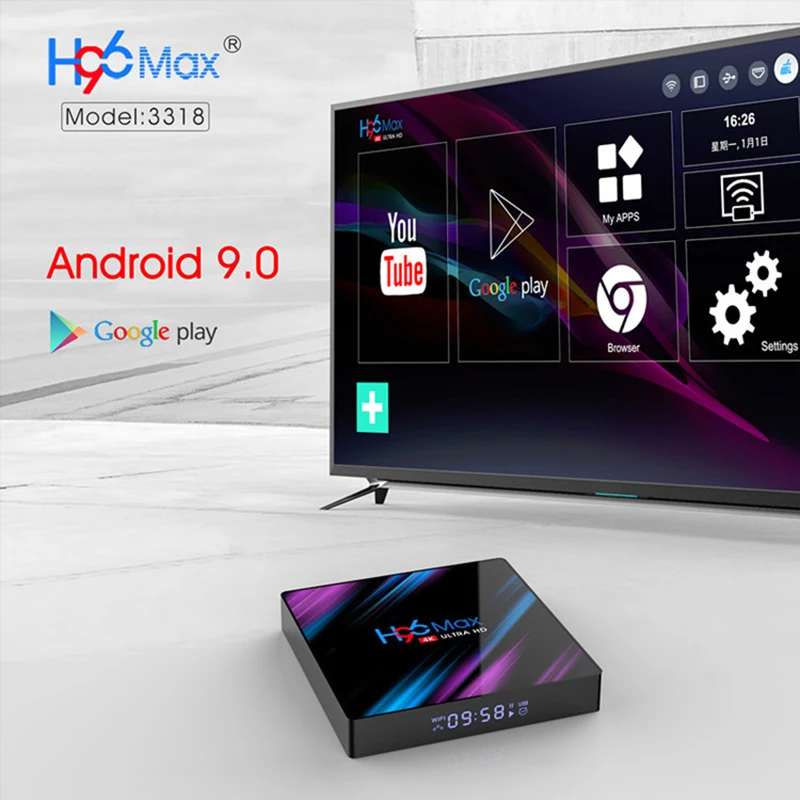 H96 max Smart tv Box Android 9,0 4 Гб 64 Гб Rockchip RK3318 четырехъядерный 2,4G/5,8G двойной wifi телеприставка 1080P 4K медиаплеер