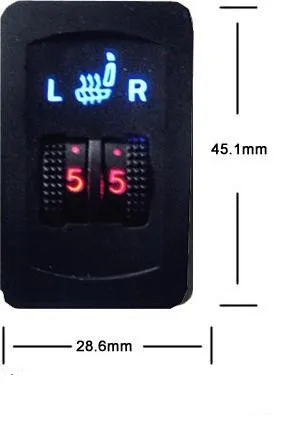 

ONLY SWITCH 1 switch work for 2 seats install,Universal 2-dial 5-level seat heater switch kit,.Rectangular switch