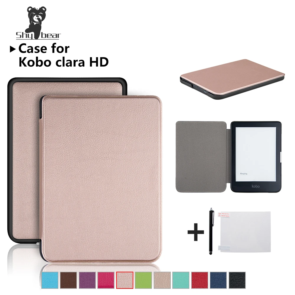 Чехол для нового Kobo Clara HD 6 дюймов PU ультра тонкий кожаный чехол для чтения смарт-чехол для автоматического пробуждения/сна+ Бесплатный подарок