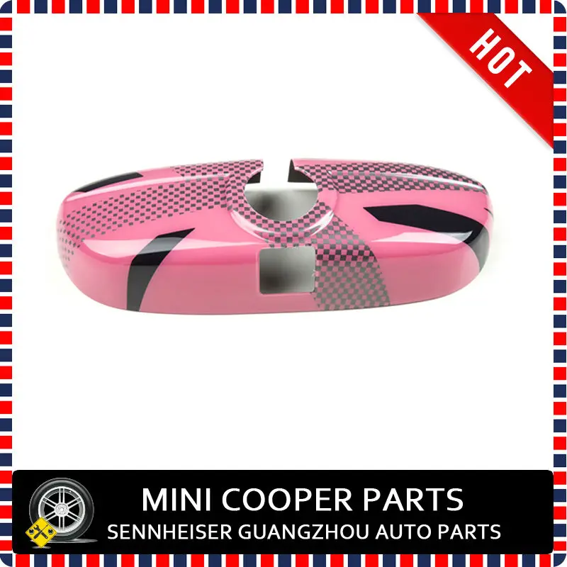 Mini Cooper F56 Pink Union Jack Style Interior Mirror Cover-1 