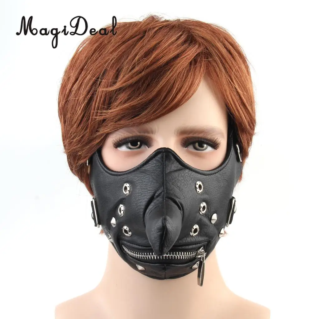 MagiDeal ветрозащитная Пыленепроницаемая велосипедная спортивная кожа длинный нос Половина лица сплав маска с замком-молнией черный для женщин и мужчин