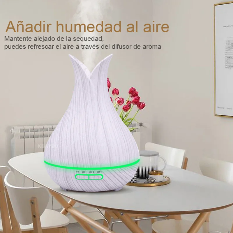 Koop 400 Ml Afstandsbediening Ultrasone Houtnerf Luchtbevochtiger Aromatherapie Aroma Essentiële Olie Diffuser Voor Thuis Bebe