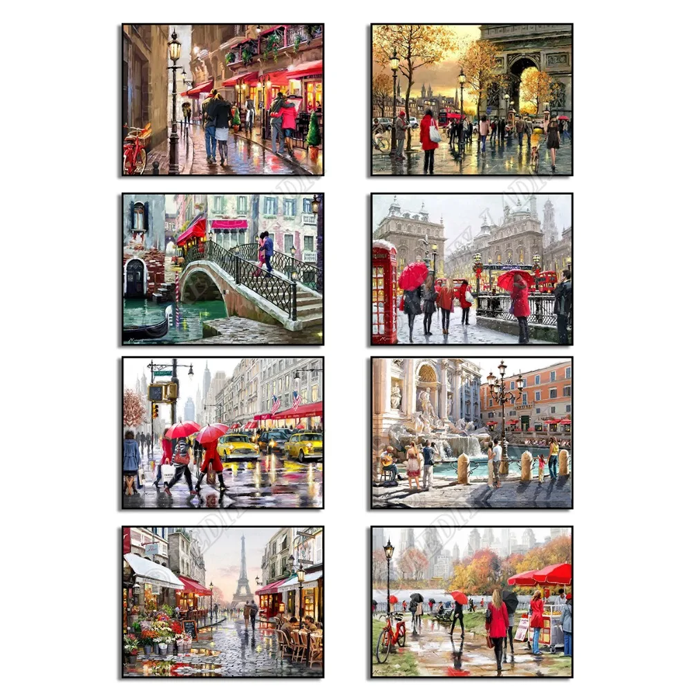 

Full Square / Round Diamond Painting London Street Scenery 5D Diamond Embroidery Beaded Cross Stitch Rhinestones Mosaic Painting